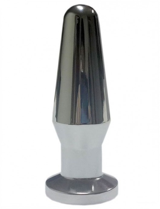 Серебристая анальная пробка с черным кристаллом - 10,3 см. - Eroticon - купить с доставкой в Екатеринбурге