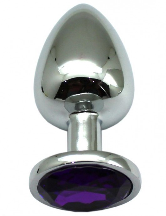 Серебристая анальная пробка с фиолетовым кристаллом - 9 см. - Eroticon - купить с доставкой в Екатеринбурге
