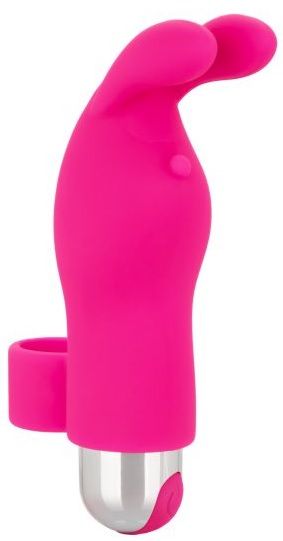 Розовая пулька-насадка на палец Finger Bunny - 8,25 см. - California Exotic Novelties