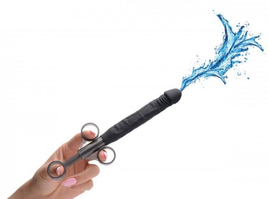 Черный шприц в форме пениса для введения лубриканта Jizz Shooter Silicone Dildo Lube - 19,7 см. - XR Brands - купить с доставкой в Екатеринбурге