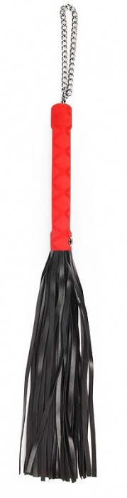 Черная многохвостая плеть-флоггер с красной ручкой - 40 см. - Notabu - купить с доставкой в Екатеринбурге