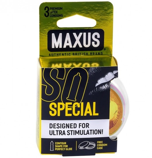 Презервативы с точками и рёбрами в пластиковом кейсе MAXUS Special - 3 шт. - Maxus - купить с доставкой в Екатеринбурге