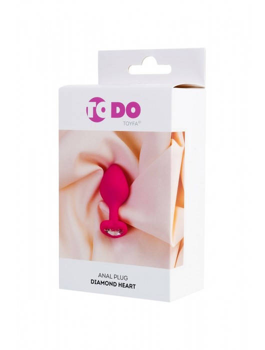 Розовая анальная втулка Diamond Heart с прозрачным кристаллом - 8 см. - ToyFa - купить с доставкой в Екатеринбурге