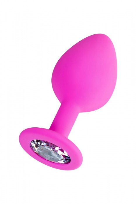 Розовая анальная втулка Brilliant с прозрачным кристаллом - 8 см. - ToyFa - купить с доставкой в Екатеринбурге Розовая анальная втулка Brilliant с прозрачным кристаллом - 8 см. - ToyFa - купить с доставкой в Екатеринбурге