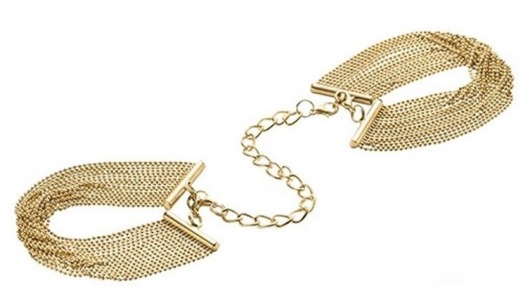 Золотистые браслеты-наручники с цепочкой MAGNIFIQUE - Bijoux Indiscrets - купить с доставкой в Екатеринбурге