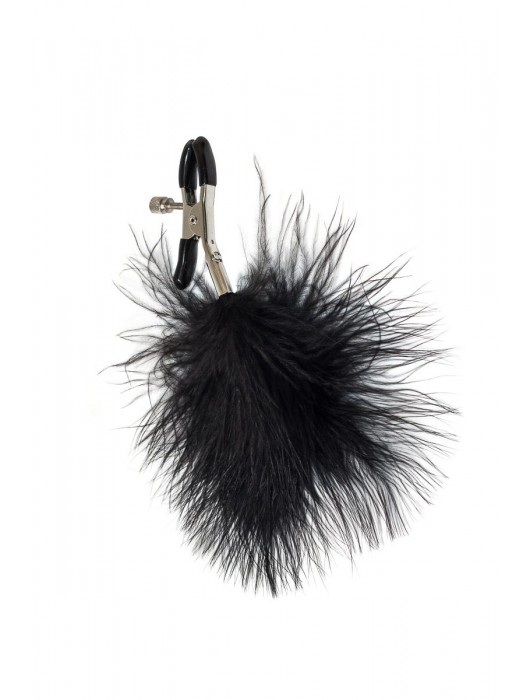 Зажимы на соски с черным пухом Euphoric - Lola Games - купить с доставкой в Екатеринбурге