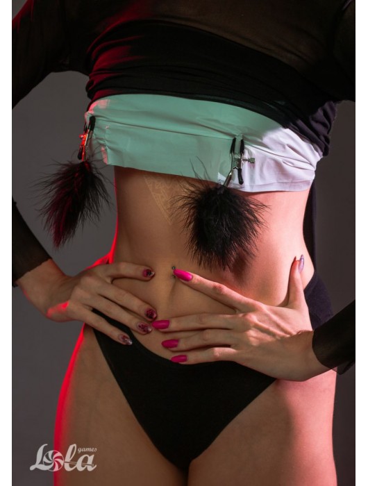 Зажимы на соски с черным пухом Euphoric - Lola Games - купить с доставкой в Екатеринбурге