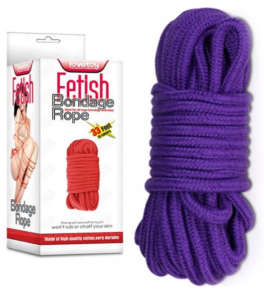 Фиолетовая верёвка для любовных игр - 10 м. - Lovetoy - купить с доставкой в Екатеринбурге
