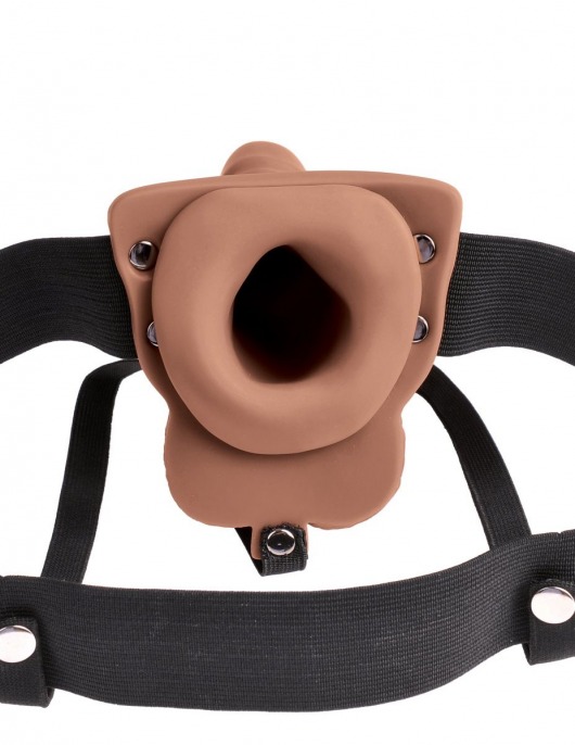 Кофейный перезаряжаемый вибрострапон 6  Hollow Rechargeable Strap-On Remote - 17,5 см. - Pipedream - купить с доставкой в Екатеринбурге