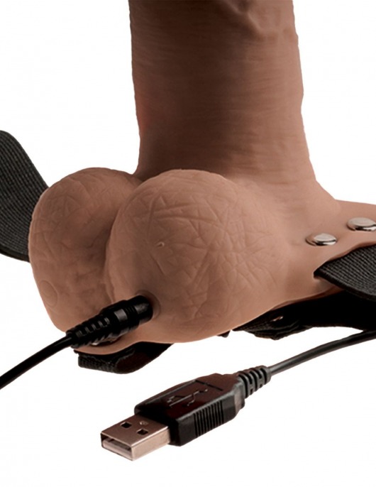 Кофейный перезаряжаемый вибрострапон 6  Hollow Rechargeable Strap-On Remote - 17,5 см. - Pipedream - купить с доставкой в Екатеринбурге