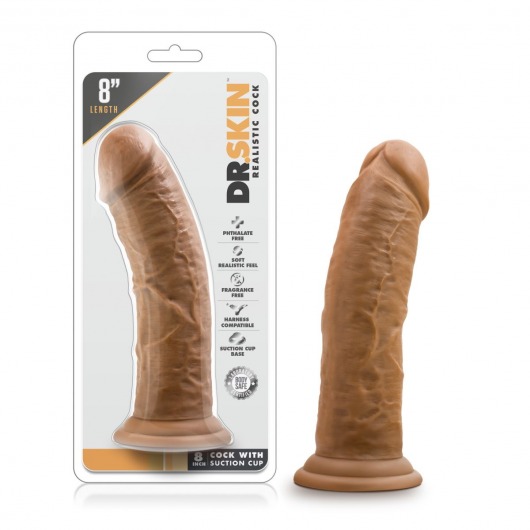 Кофейный фаллоимитатор 8 Inch Cock With Suction Cup - 20,3 см. - Blush Novelties