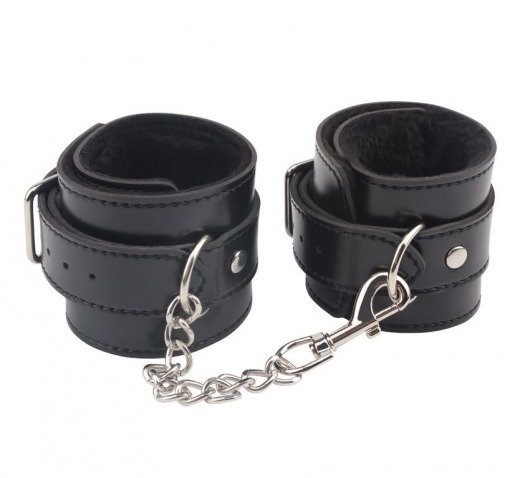 Черные оковы на ноги Obey Me Leather Ankle Cuffs - Chisa - купить с доставкой в Екатеринбурге