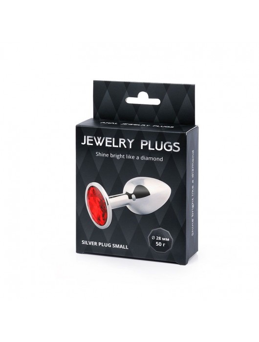 Серебристая анальная пробка с красным стразом - 7,2 см. - Anal Jewelry Plug - купить с доставкой в Екатеринбурге