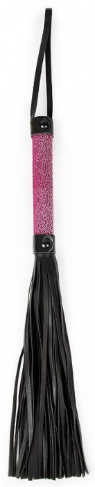Черная плеть-флогер с розовой ручкой - 40 см. - Bior toys - купить с доставкой в Екатеринбурге
