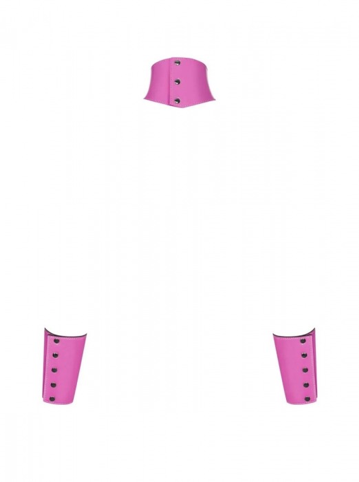 Розовый чокер Lollypopy в комплекте с наручниками - Obsessive - купить с доставкой в Екатеринбурге