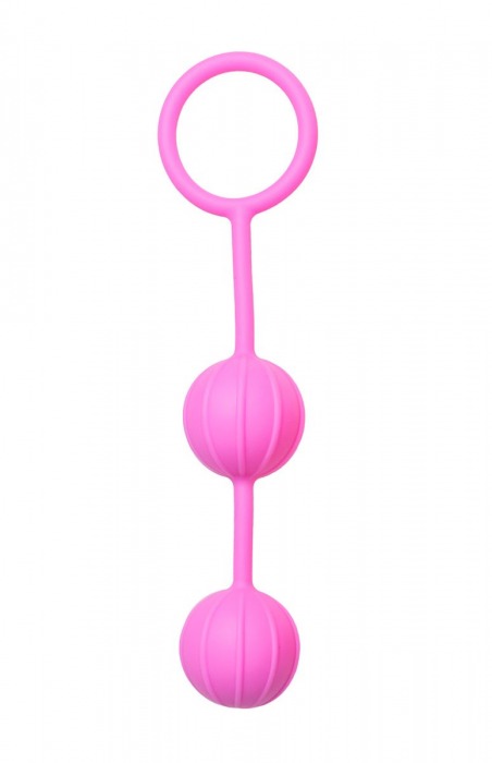 Розовые вагинальные шарики с ребрышками Roze Love Balls - Easy toys