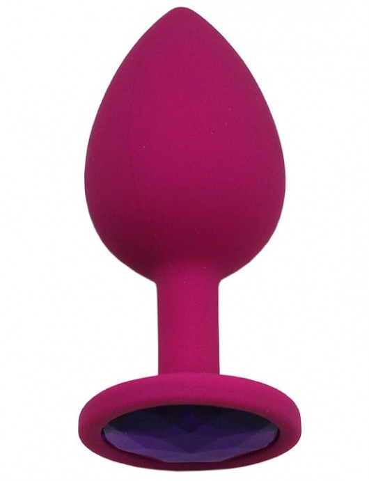 Малиновая анальная пробка с фиолетовым кристаллом - 8,4 см. - Eroticon