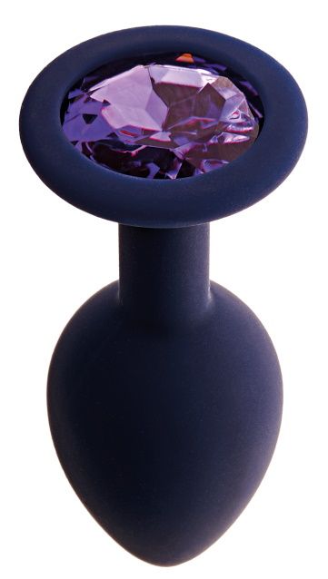 Черничная анальная пробка с фиолетовым кристаллом Gamma L - 9,4 см. - Le Frivole - купить с доставкой в Екатеринбурге