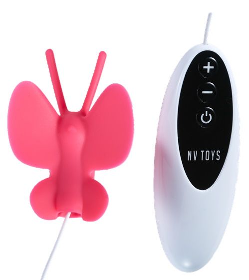 Розовый клиторальный стимулятор Butterfly - NV Toys