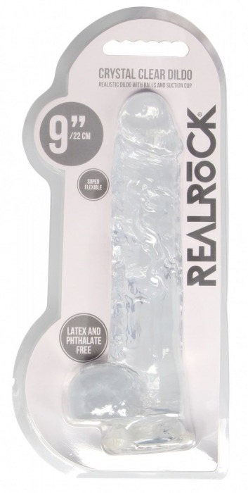 Прозрачный фаллоимитатор Realrock Crystal Clear 9 inch - 25 см. - Shots Media BV