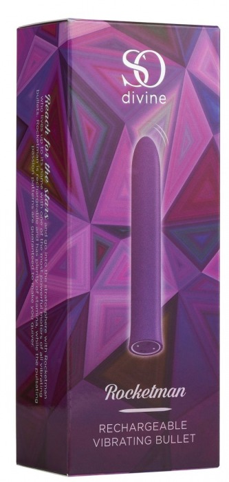 Фиолетовый гладкий вибратор Rocket Man - 14 см. - So divine