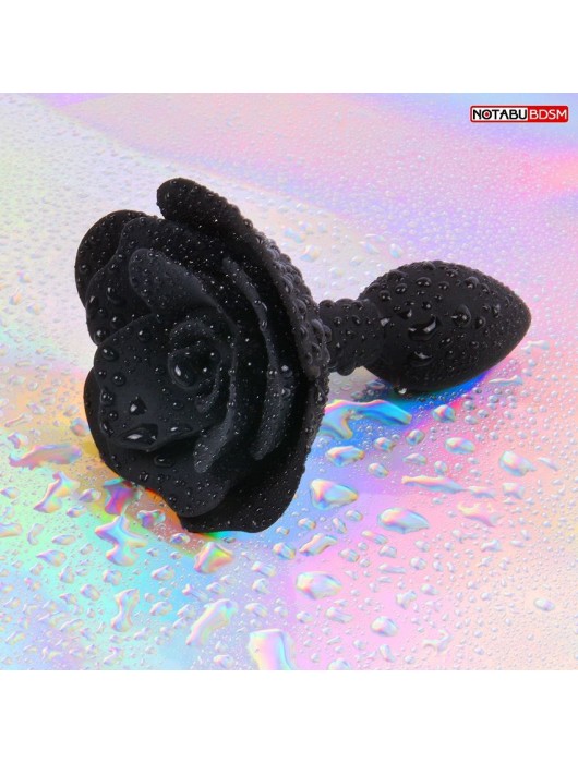 Черная гладкая анальная втулка-роза - Notabu - купить с доставкой в Екатеринбурге