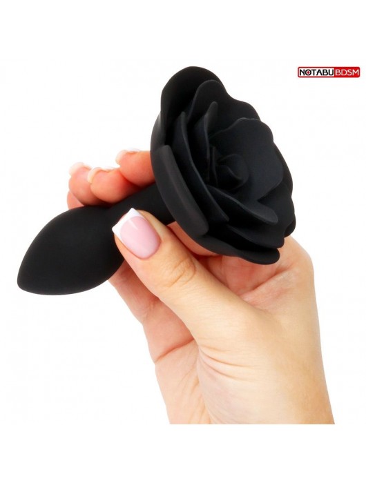 Черная гладкая анальная втулка-роза - Notabu - купить с доставкой в Екатеринбурге