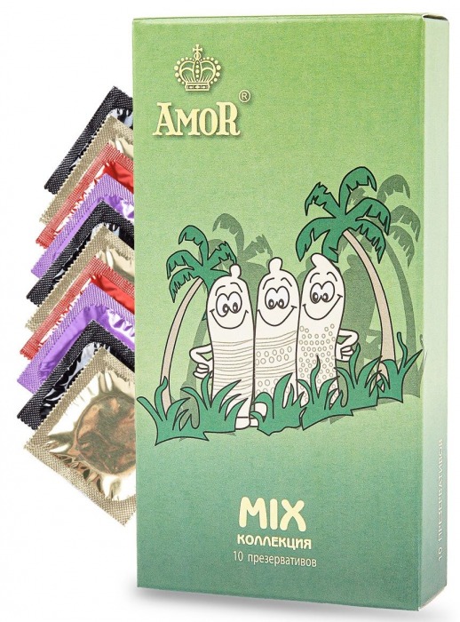 Микс-набор презервативов AMOR Mix  Яркая линия  - 10 шт. - AMOR - купить с доставкой в Екатеринбурге