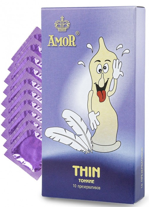 Супертонкие презервативы AMOR Thin  Яркая линия  - 10 шт. - AMOR - купить с доставкой в Екатеринбурге