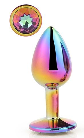 Голографическая анальная втулка с радужным кристаллом - 7,1 см. - Dream Toys - купить с доставкой в Екатеринбурге