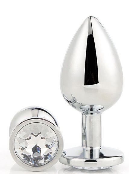 Серебристая анальная втулка с прозрачным кристаллом - 7,1 см. - Dream Toys - купить с доставкой в Екатеринбурге