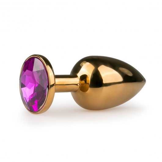 Золотистая анальная пробка с фиолетовым кристаллом Metal Butt Plug - 7,2 см. - EDC - купить с доставкой в Екатеринбурге