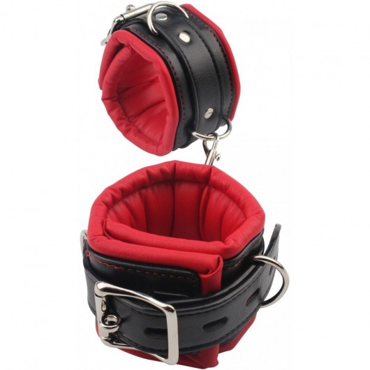 Черно-красные кожаные наручники Super Soft Hand Cuffs - Chisa - купить с доставкой в Екатеринбурге