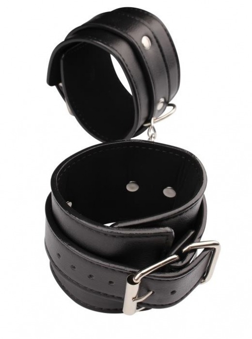 Черные кожаные наручники Classic Hand Cuffs - Chisa - купить с доставкой в Екатеринбурге