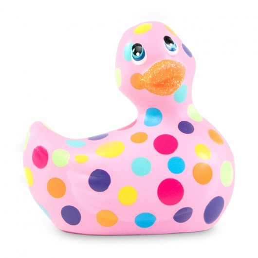 Розовый вибратор-уточка I Rub My Duckie 2.0 Happiness в разноцветный горох - Big Teaze Toys - купить с доставкой в Екатеринбурге