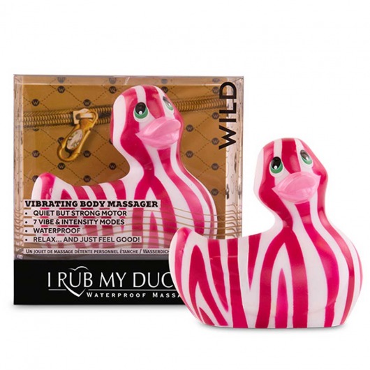 Вибратор-уточка I Rub My Duckie 2.0 Wild с розово-белым анималистическим принтом - Big Teaze Toys - купить с доставкой в Екатеринбурге