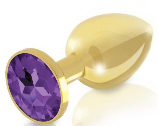 Набор из 2 золотистых анальных пробок с фиолетовыми кристаллами Booty Plug Original Luxury Set - Rianne S - купить с доставкой в Екатеринбурге