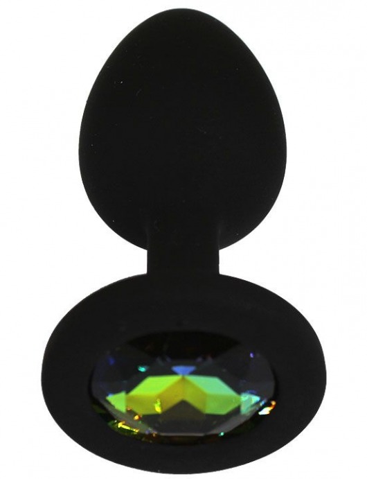 Черная анальная пробка с радужным кристаллом - 7,3 см. - Eroticon - купить с доставкой в Екатеринбурге