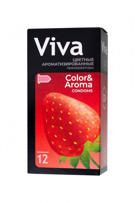 Цветные презервативы VIVA Color Aroma с ароматом клубники - 12 шт. - VIZIT - купить с доставкой в Екатеринбурге