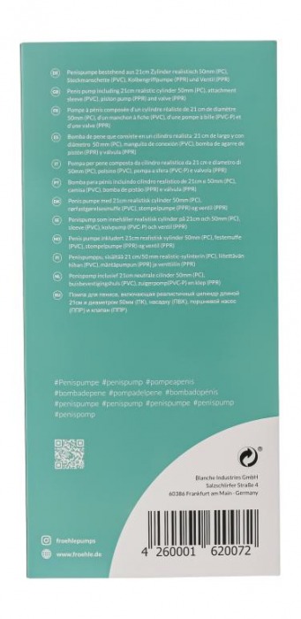 Реалистичная вакуумная помпа с насосом-поршнем Realistic Penis Pump Professional - Frohle - в Екатеринбурге купить с доставкой