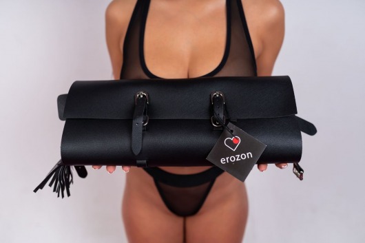 Оригинальный БДСМ-набор из 9 предметов в черной сумке - Erozon - купить с доставкой в Екатеринбурге