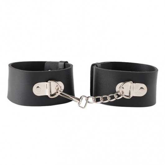 Черные гладкие наручники с металлическими вставками - Erozon - купить с доставкой в Екатеринбурге