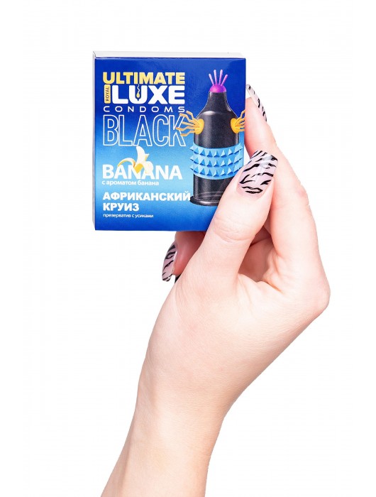 Черный стимулирующий презерватив  Африканский круиз  с ароматом банана - 1 шт. - Luxe - купить с доставкой в Екатеринбурге