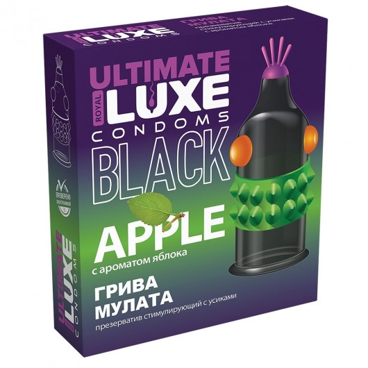 Черный стимулирующий презерватив  Грива мулата  с ароматом яблока - 1 шт. - Luxe - купить с доставкой в Екатеринбурге