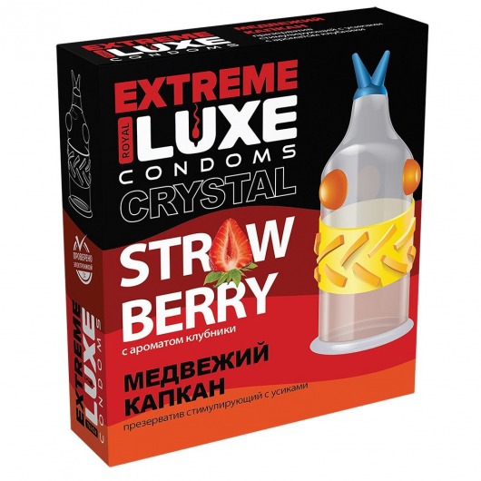 Стимулирующий презерватив  Медвежий капкан  с ароматом клубники - 1 шт. - Luxe - купить с доставкой в Екатеринбурге
