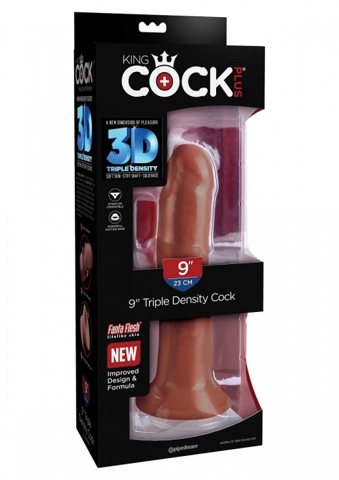 Коричневый фаллоимитатор на присоске 8  Triple Density Cock - 24,1 см. - Pipedream