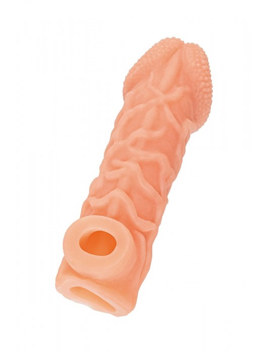 Телесная закрытая насадка с венками Cock Sleeve Size S - 13,8 см. - KOKOS - в Екатеринбурге купить с доставкой