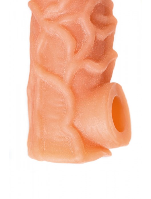 Телесная закрытая насадка с венками Cock Sleeve Size S - 13,8 см. - KOKOS - в Екатеринбурге купить с доставкой