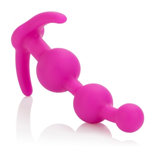 Розовая силиконовая анальная цепочка Booty Call - 13 см. - California Exotic Novelties
