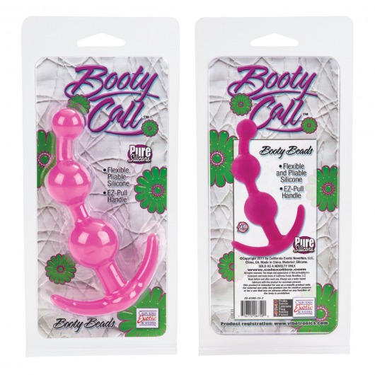 Розовая силиконовая анальная цепочка Booty Call - 13 см. - California Exotic Novelties
